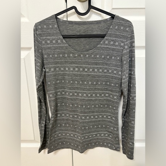 32 Degrees Gray Patterned Long Sleeve Top - Picture 1 of 3